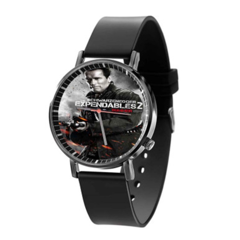 Arnold Schwarzenegger The Expendables 2 Movie Black Quartz Watch Unisex With Premium Gift Box