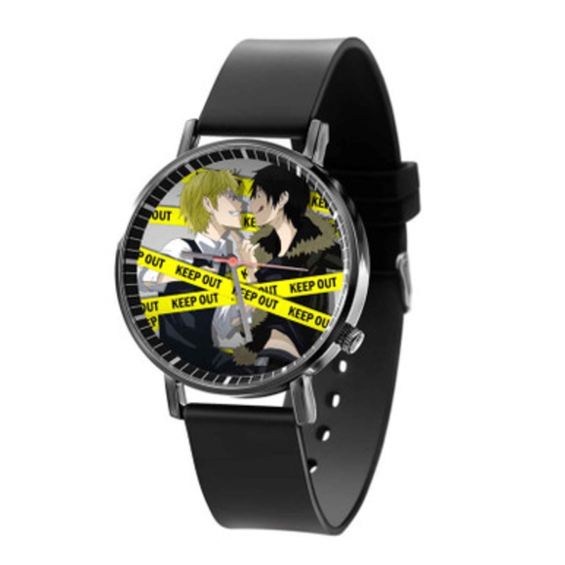 Durarara Izaya Orihara and Shizuo Heiwajima Keep Out Unisex Black Quartz Watch With Premium Gift Box