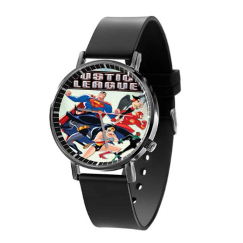 Justice League Unlimited Superhero Black Quartz Watch Unisex With Premium Gift Box