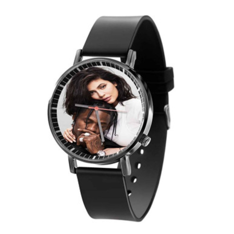 Kylie Jenner and Travis Scott Black Quartz Watch With Premium Gift Box for Unisex