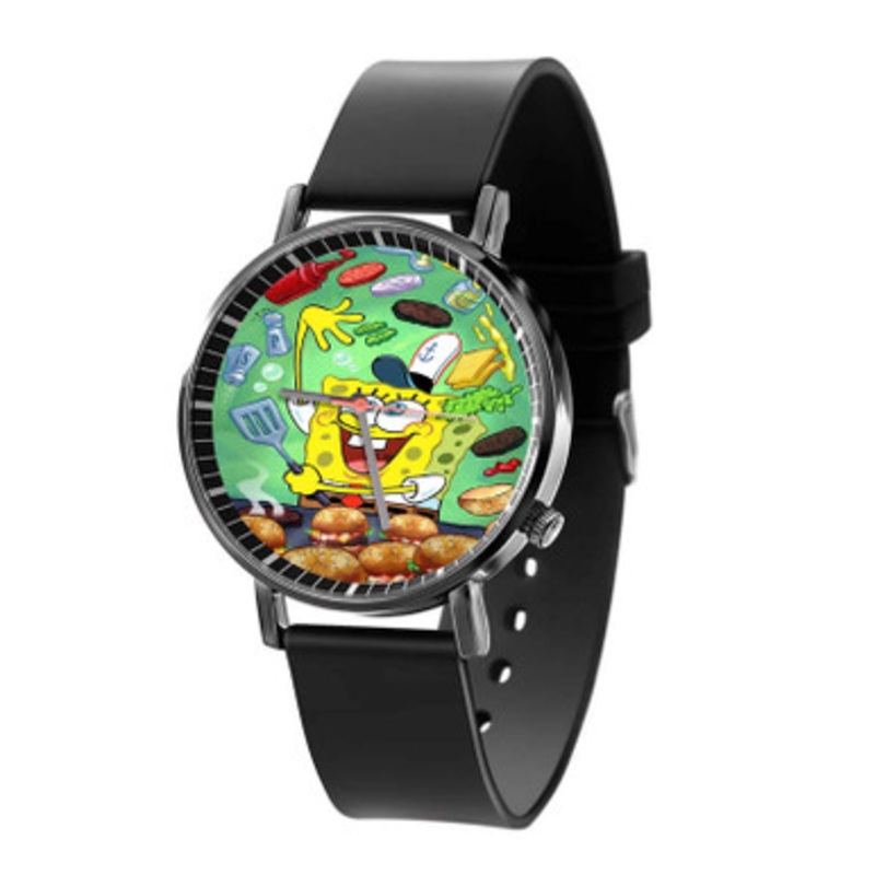 Spongebob Squarepants Cooking Unisex Black Quartz Watch With Premium Gift Box