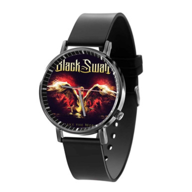 Black Swan Shake The World Black Quartz Watch Unisex With Premium Gift Box