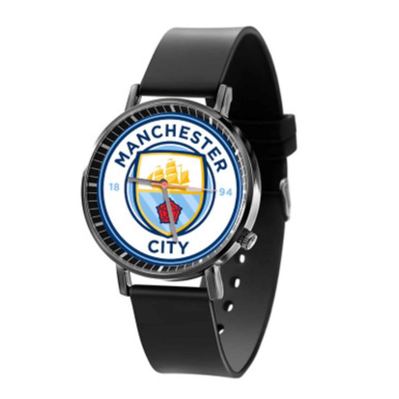 Manchester City FC Black Quartz Watch Unisex With Premium Gift Box