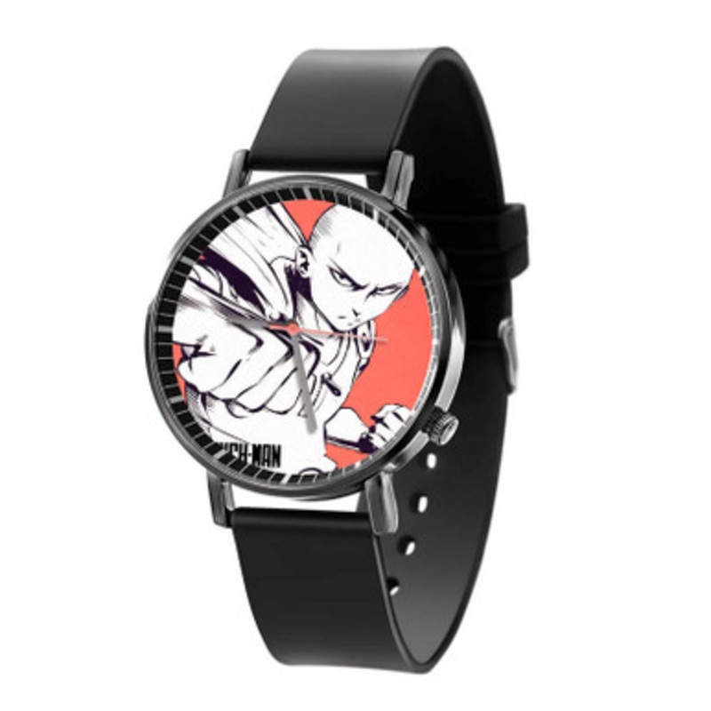 Saitama One Punch Man Art Unisex Black Quartz Watch With Premium Gift Box
