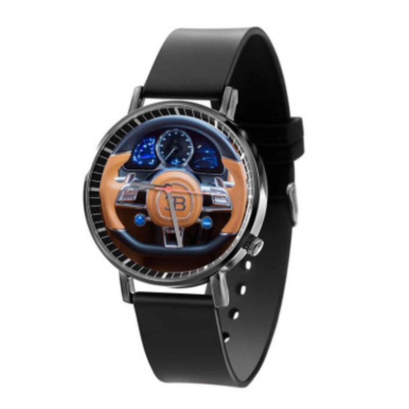 Bugatti Chiron Steering Wheel Black Quartz Watch Unisex With Premium Gift Box