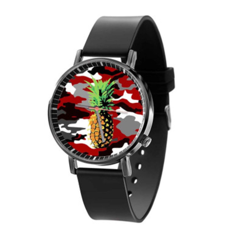 camo pineapple Black Quartz Watch Unisex With Premium Gift Box