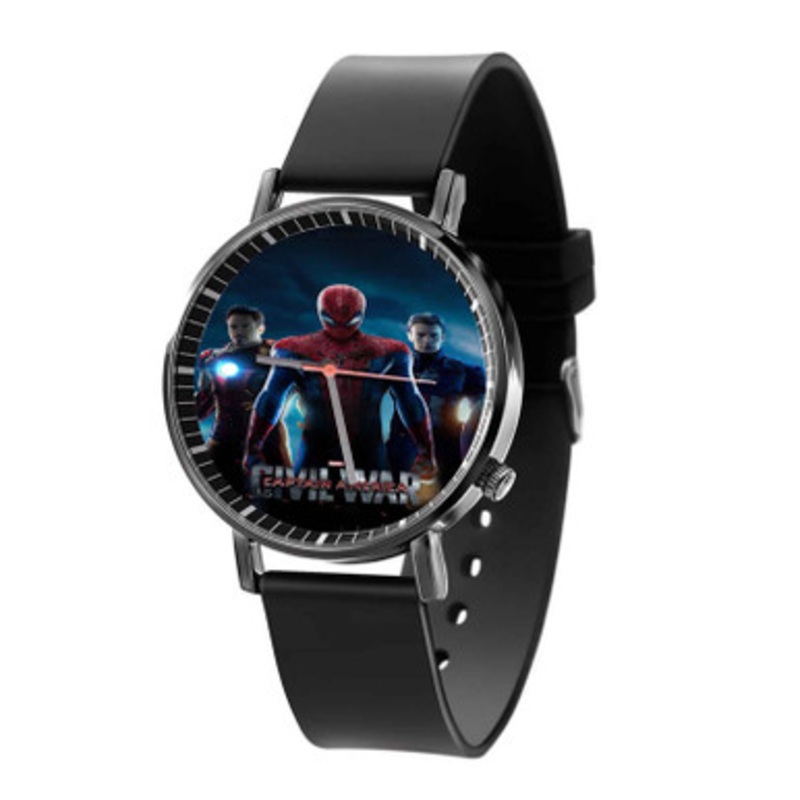 Captain America Civil War with Spiderman Unisex Black Quartz Watch With Premium Gift Box