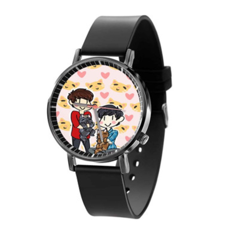 Dan and Phil With Cats Black Quartz Watch Unisex With Premium Gift Box