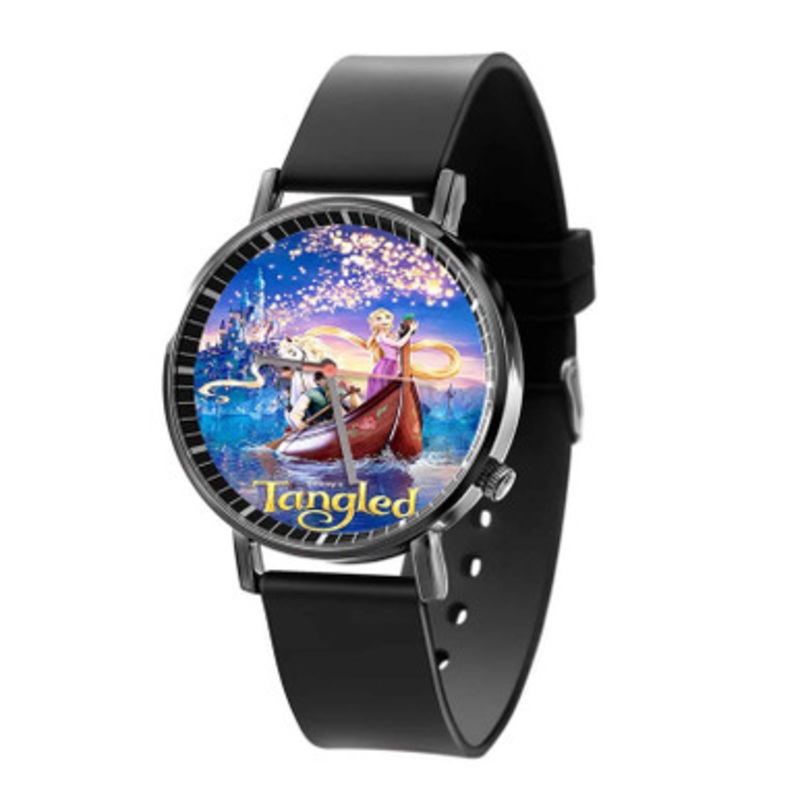 Disney Tangled on Boat Black Quartz Watch Unisex With Premium Gift Box