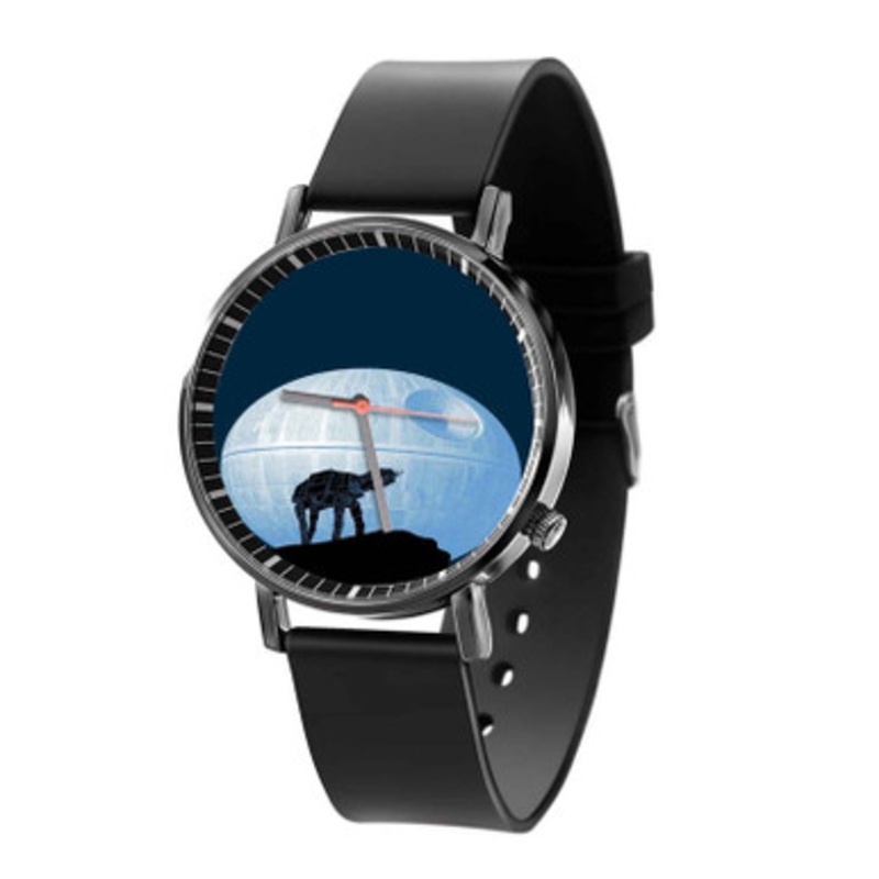 Star Wars Death Star at Moon Planet Black Quartz Watch Unisex With Premium Gift Box