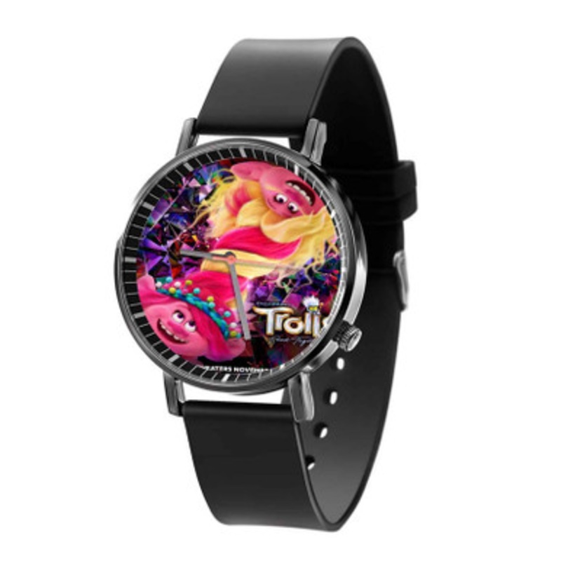 Trolls Band Together Movie Black Quartz Watch Unisex With Premium Gift Box