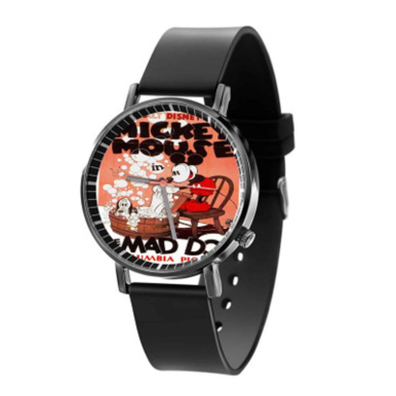 Walt Disney Mickey Mouse The Mad Dog Black Quartz Watch Unisex With Premium Gift Box