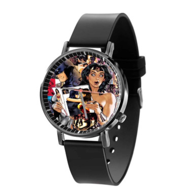 Batman and Wonder Woman Black Quartz Watch Unisex With Premium Gift Box