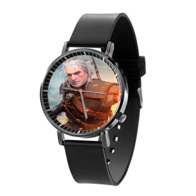 Geralt of Rivia The Witcher Saga Black Quartz Watch With Premium Gift Box for Unisex