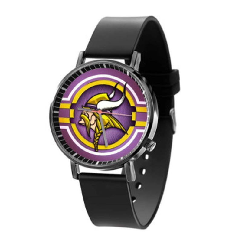 Minnesota Vikings NFL Black Quartz Watch Unisex With Premium Gift Box