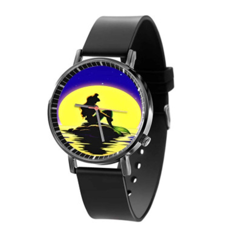 Ariel The Little Mermaid Looking Moon Unisex Black Quartz Watch With Premium Gift Box