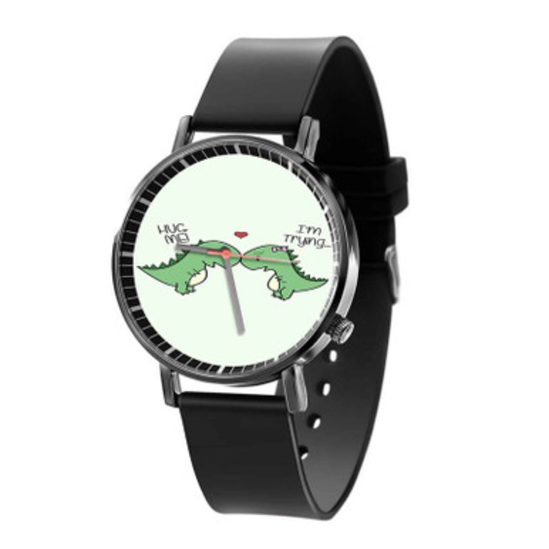 Dinosaurs In Love Black Quartz Watch Unisex With Premium Gift Box