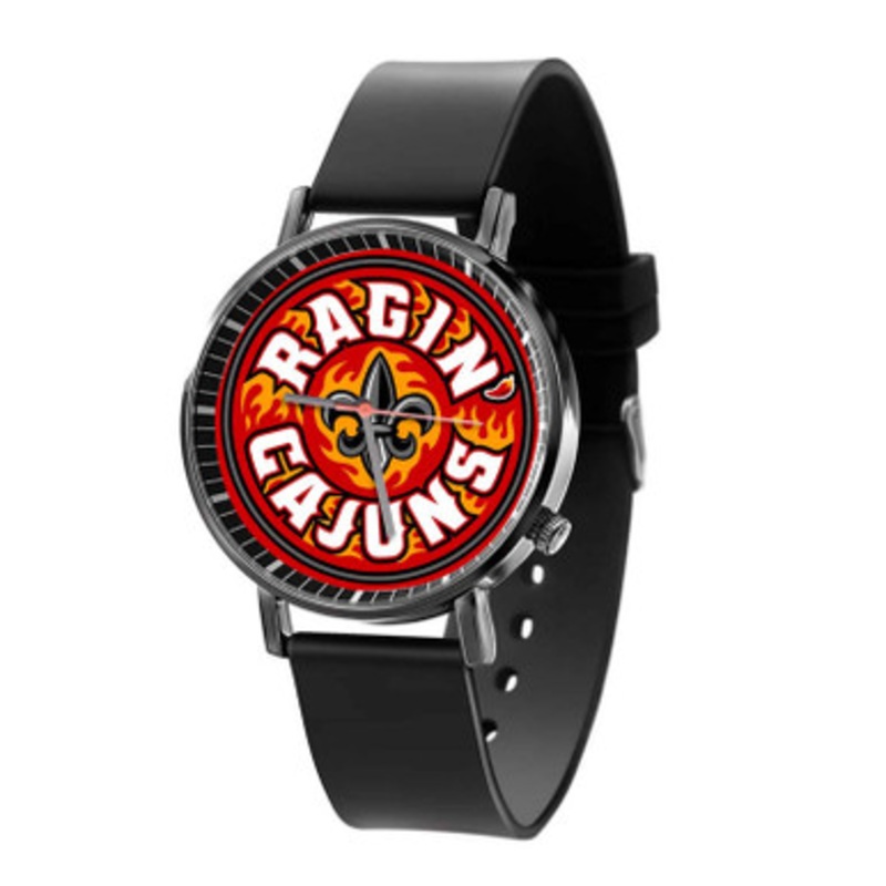 Louisiana Lafayette Ragin Cajuns Black Quartz Watch Unisex With Premium Gift Box