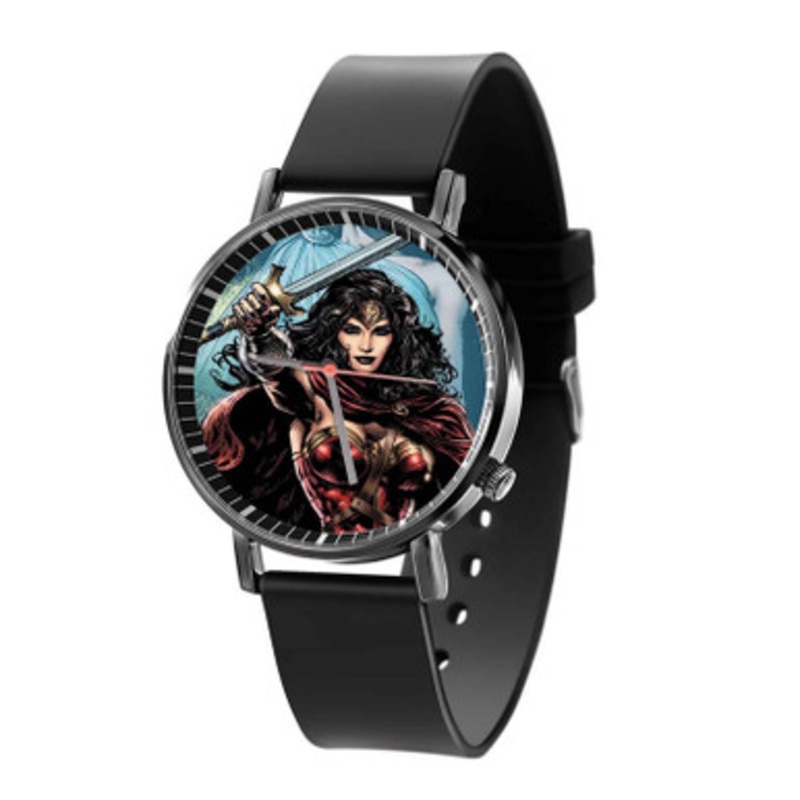 Wonder Woman DC Comics Superhero Unisex Black Quartz Watch With Premium Gift Box