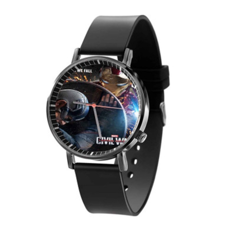 Captain America vs Iron Man Civil War Black Quartz Watch Unisex With Premium Gift Box