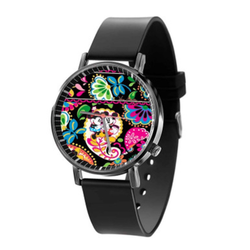 Midnights With Mickey Pattern Black Quartz Watch Unisex With Premium Gift Box
