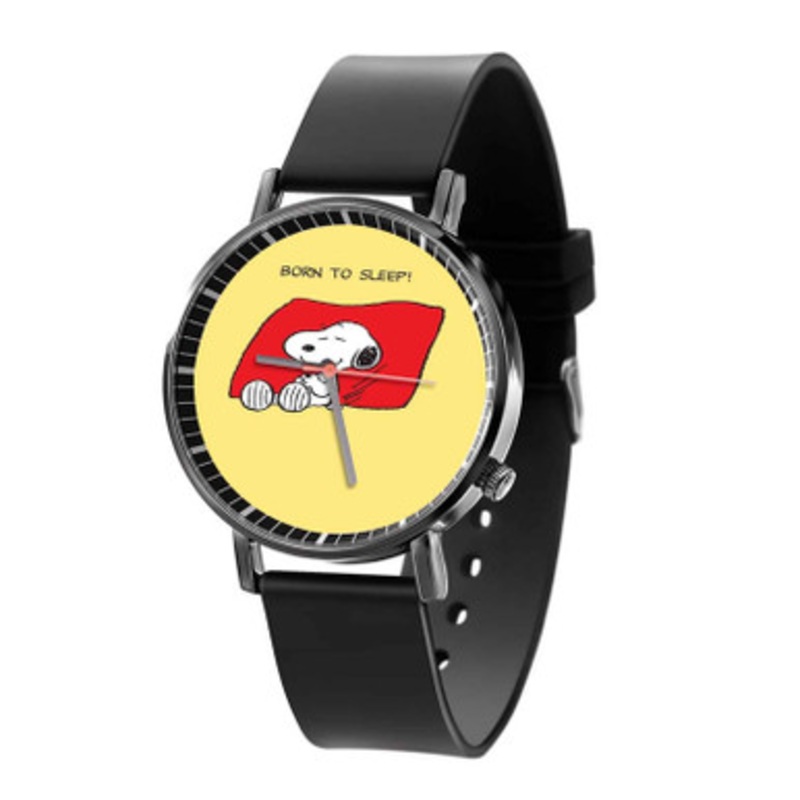 Snoopy Born to Sleep Black Quartz Watch Unisex With Premium Gift Box