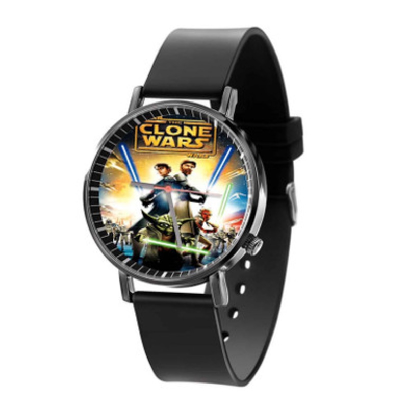 Star Wars The Clones Wars Light Sword Black Quartz Watch Unisex With Premium Gift Box