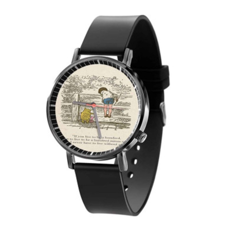 Winnie The Pooh and Friends Quotes Black Quartz Watch Unisex With Premium Gift Box