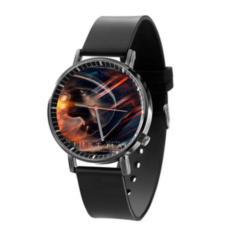 First Man Black Quartz Watch With Premium Gift Box for Unisex