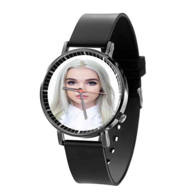 Poppy Black Quartz Watch With Premium Gift Box for Unisex