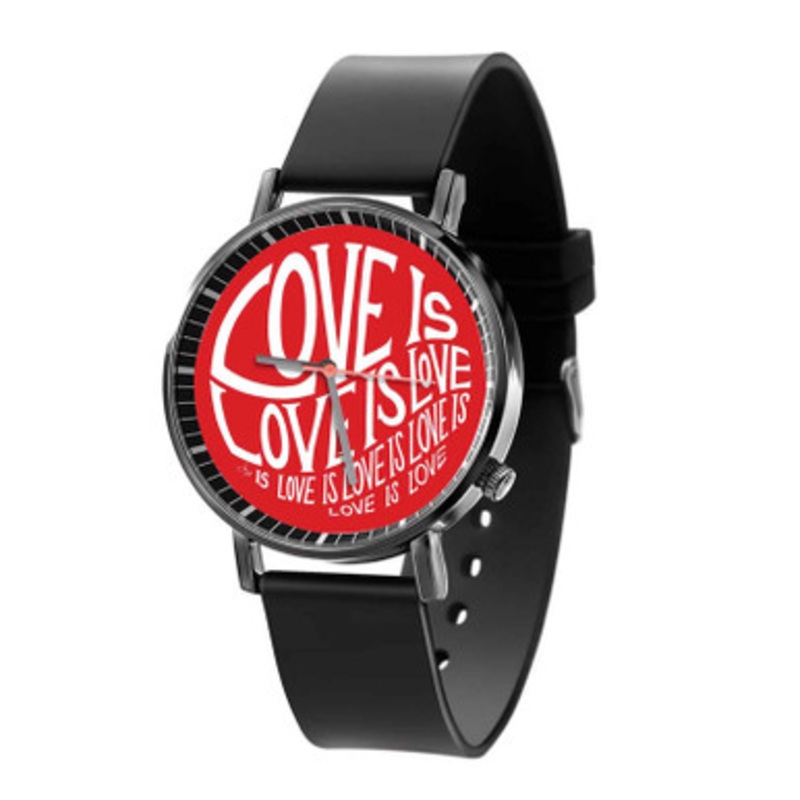 Red Love Black Quartz Watch Unisex With Premium Gift Box