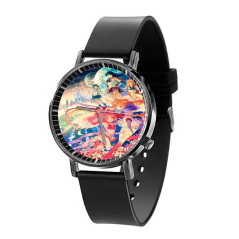 Sailor Moon Beautiful Flowers Black Quartz Watch Unisex With Premium Gift Box