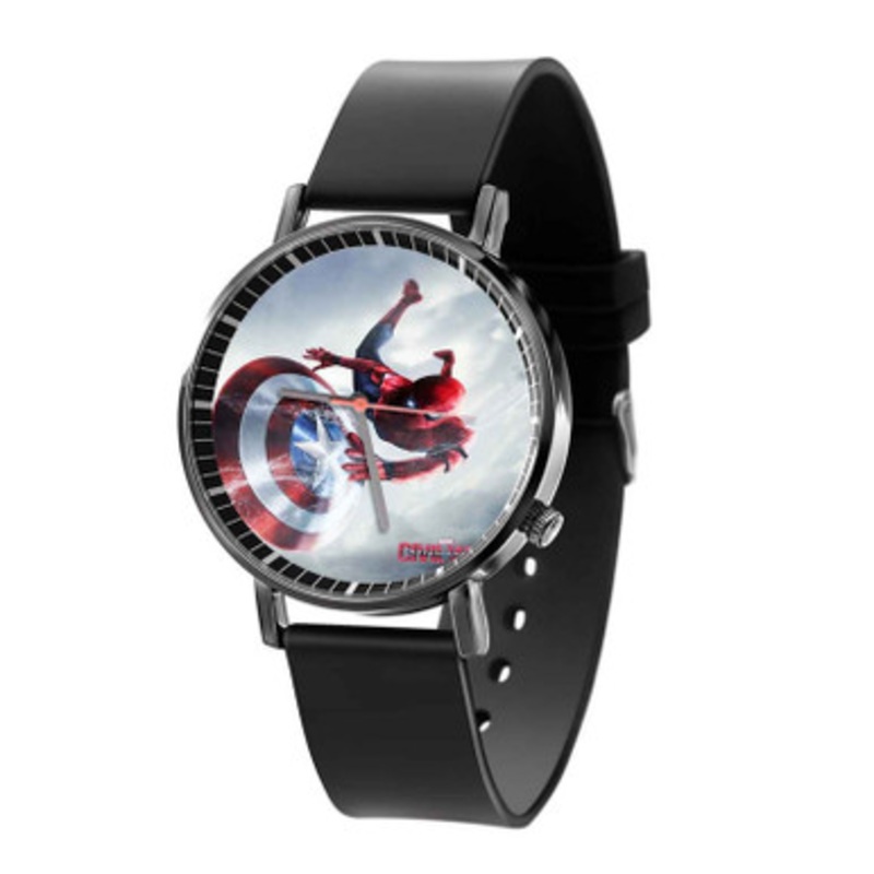 Spiderman Captain America Civil War Unisex Black Quartz Watch With Premium Gift Box