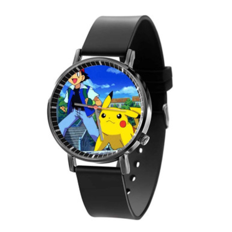 Ash and Pikachu Pokemon Black Quartz Watch Unisex With Premium Gift Box