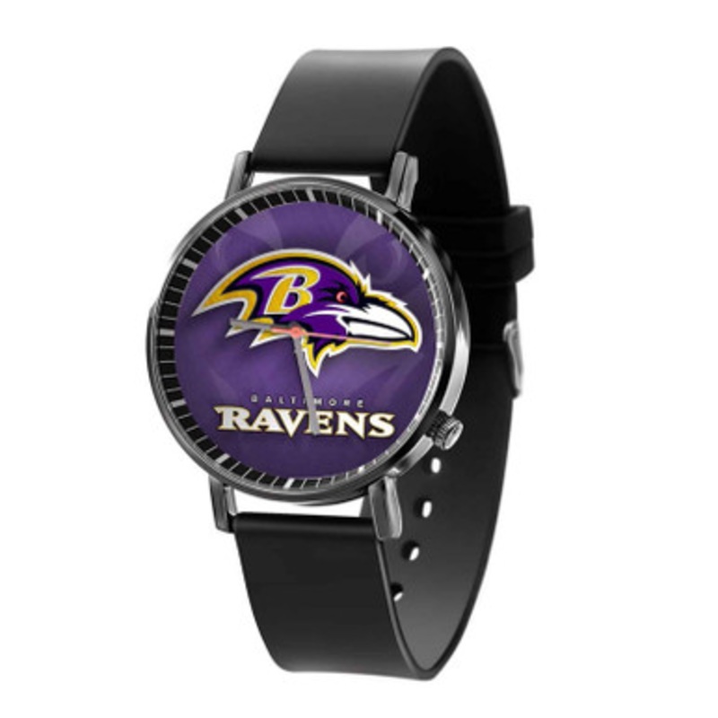 Baltimore Ravens NFL Black Quartz Watch Unisex With Premium Gift Box