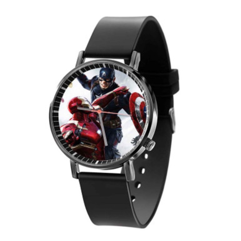 Captain America 3 Civil War Marvel Superheroes Black Quartz Watch Unisex With Premium Gift Box