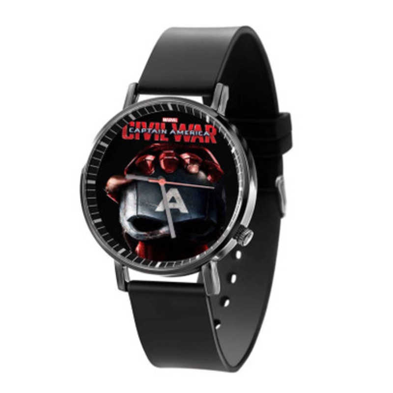 Captain America Civil War Marvel Black Quartz Watch Unisex With Premium Gift Box
