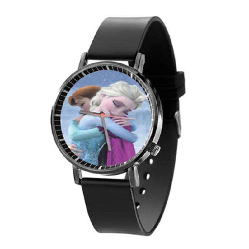 Disney Frozen Anna and Elsa Hug Unisex Black Quartz Watch With Premium Gift Box