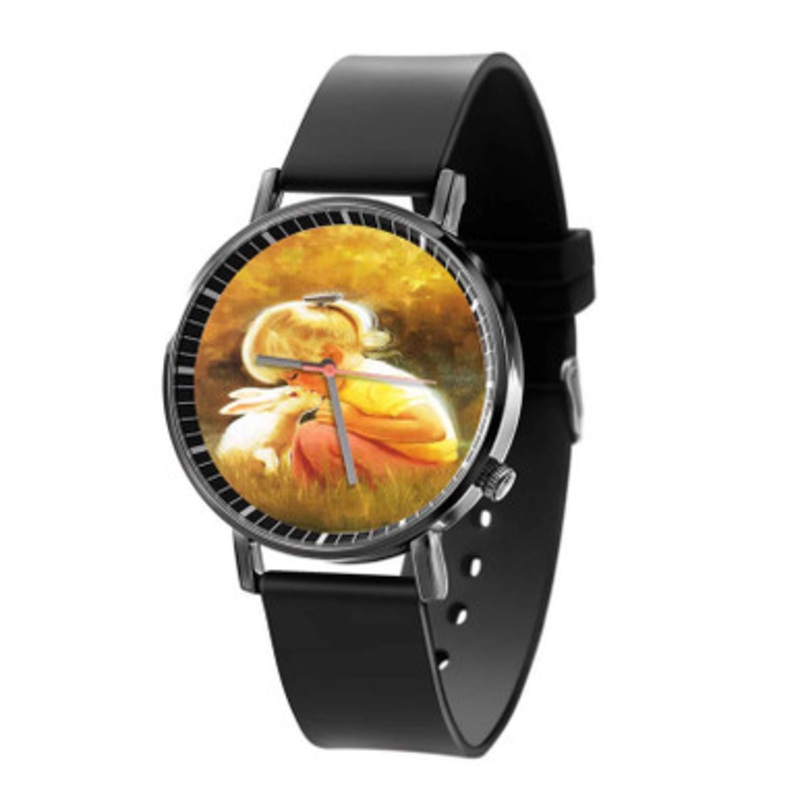 Love The Rabbit Black Quartz Watch Unisex With Premium Gift Box