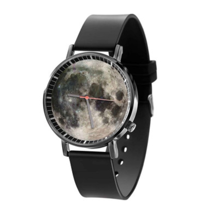 Moon Black Quartz Watch Unisex With Premium Gift Box