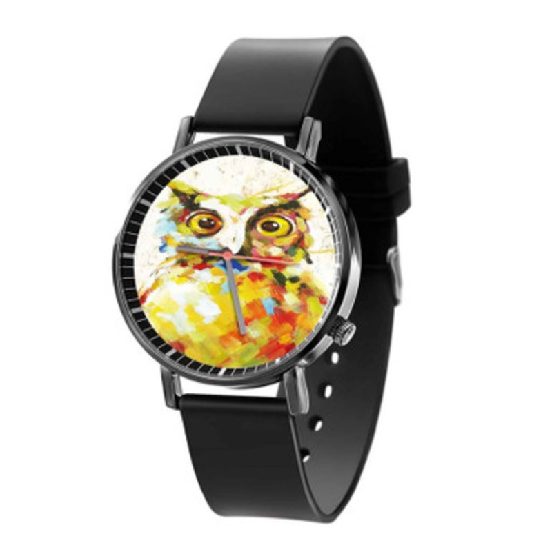 Owl Black Quartz Watch Unisex With Premium Gift Box