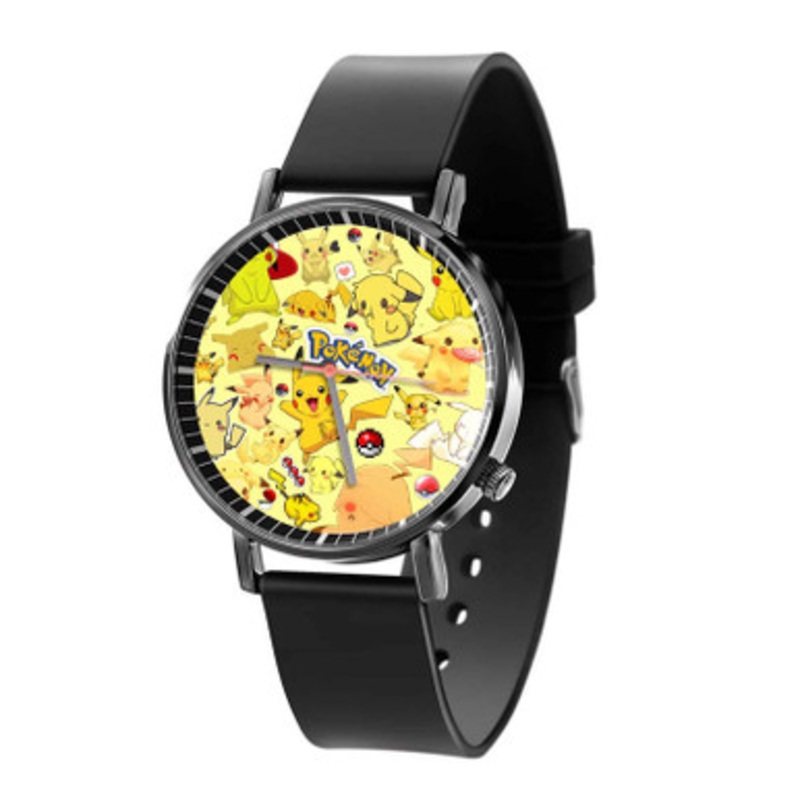 Pokemon Pikachu Collage Black Quartz Watch Unisex With Premium Gift Box