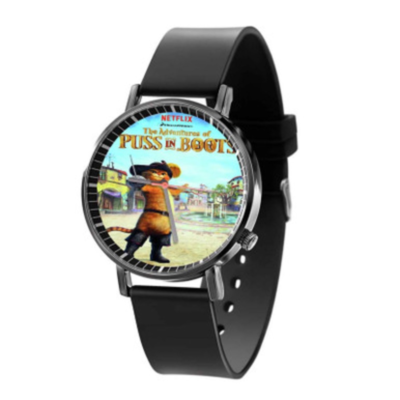 The Adventures of Puss in Boots Unisex Black Quartz Watch With Premium Gift Box