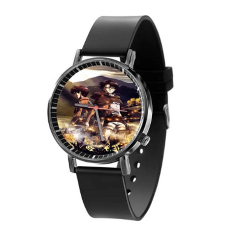 Attack On Titan Eren Yeager Levi Ackerman Black Quartz Watch Unisex With Premium Gift Box