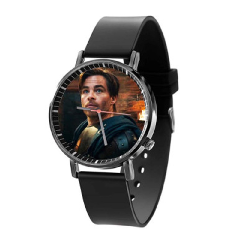 Chris Pine Black Quartz Watch With Premium Gift Box for Unisex