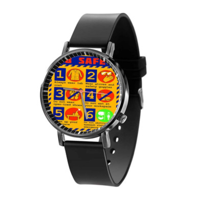 Lab Safety Black Quartz Watch With Premium Gift Box for Unisex