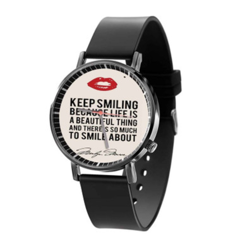 Marilyn Monroe Lips Quotes Black Quartz Watch Unisex With Premium Gift Box