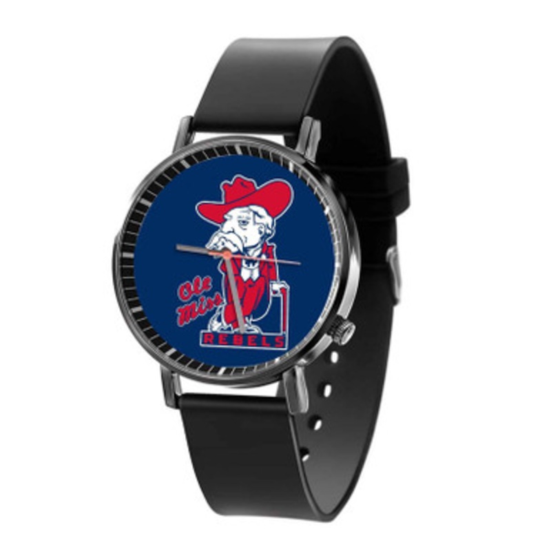 Ole Miss Rebels Black Quartz Watch Unisex With Premium Gift Box