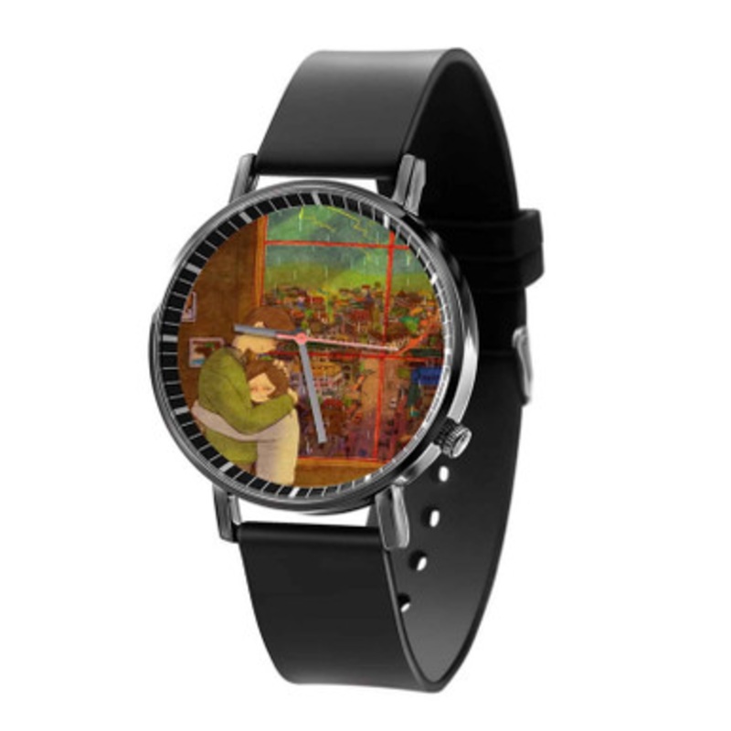 Puuung Love is Hug Black Quartz Watch Unisex With Premium Gift Box