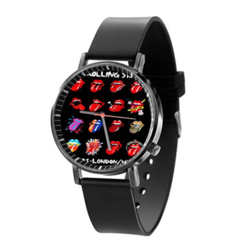 Rolling Stones Tongue Black Quartz Watch Unisex With Premium Gift Box
